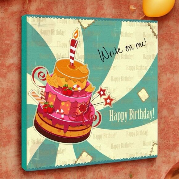 Canvas Kudos Happy Birthday Signable Canvas Wall Art Keepsake Gift 12x12x1.5" - Picture 5 of 13